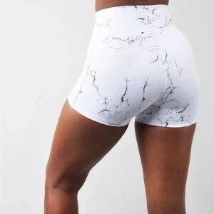 Buffbunny Limitless White Marble Spandex Shorts Size Medium